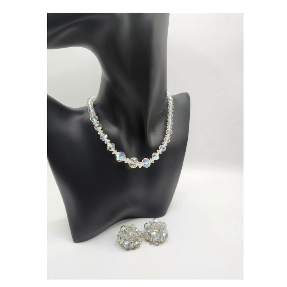 Vintage Aurora Borealis Choker Necklace and Earring Set - Picture 4 of 10